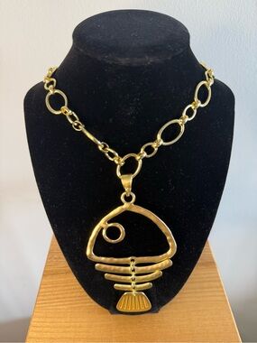 Gold-Tone Statement Fish Pendant Necklace - Women's Jewelry